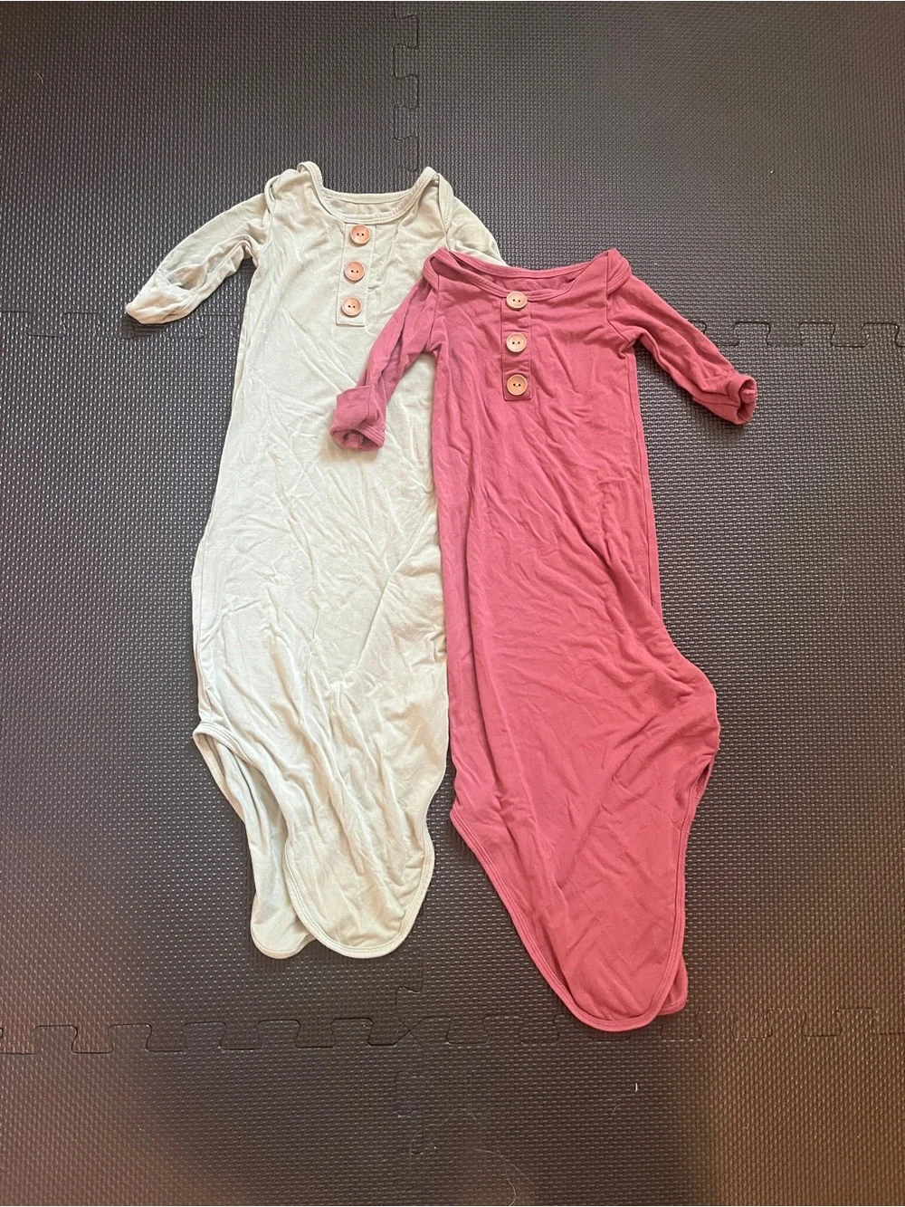 Caden Lane EUC Set of 2 Baby Sleep Gowns - Red and Green Bamboo